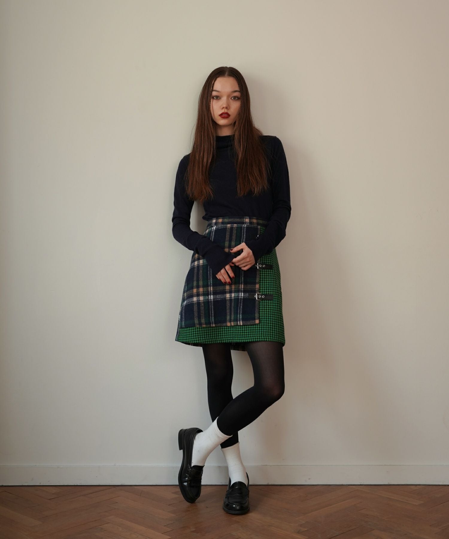 限定Price！SALE チェック柄 ラップ風スカート TINA：JOJUN 全2色