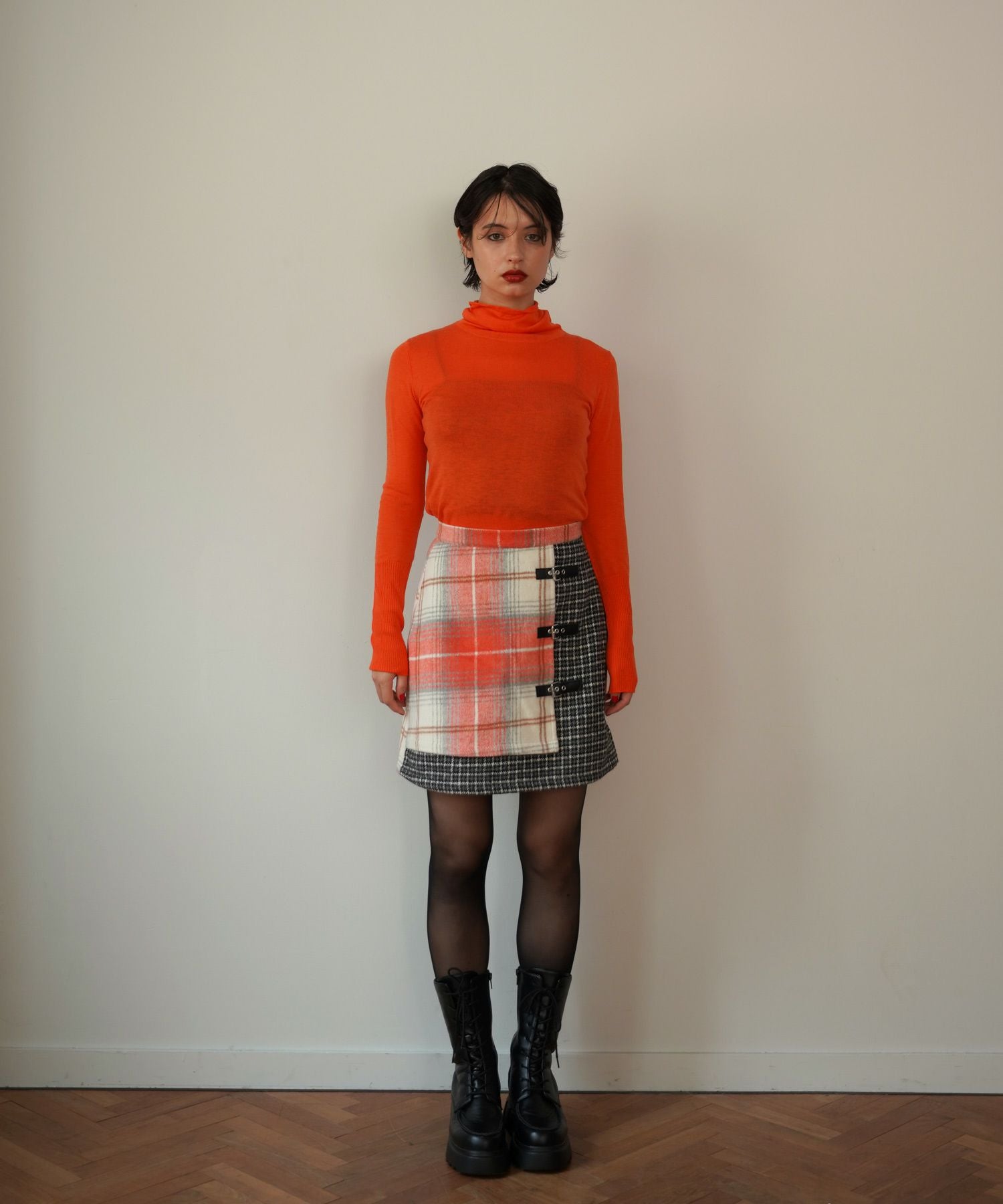 限定Price！SALE チェック柄 ラップ風スカート TINA：JOJUN 全2色