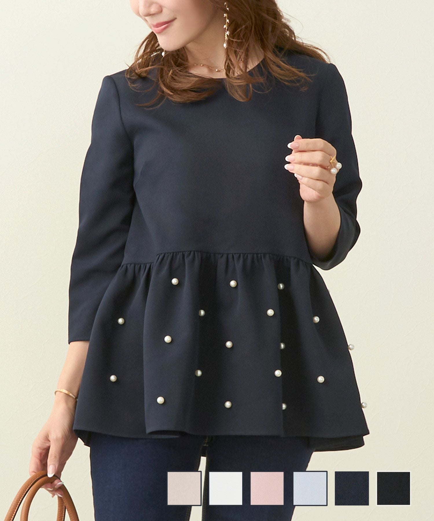 パール付き ペプラム ブラウス Liala×PG 全6色｜lpg831-1757【13】