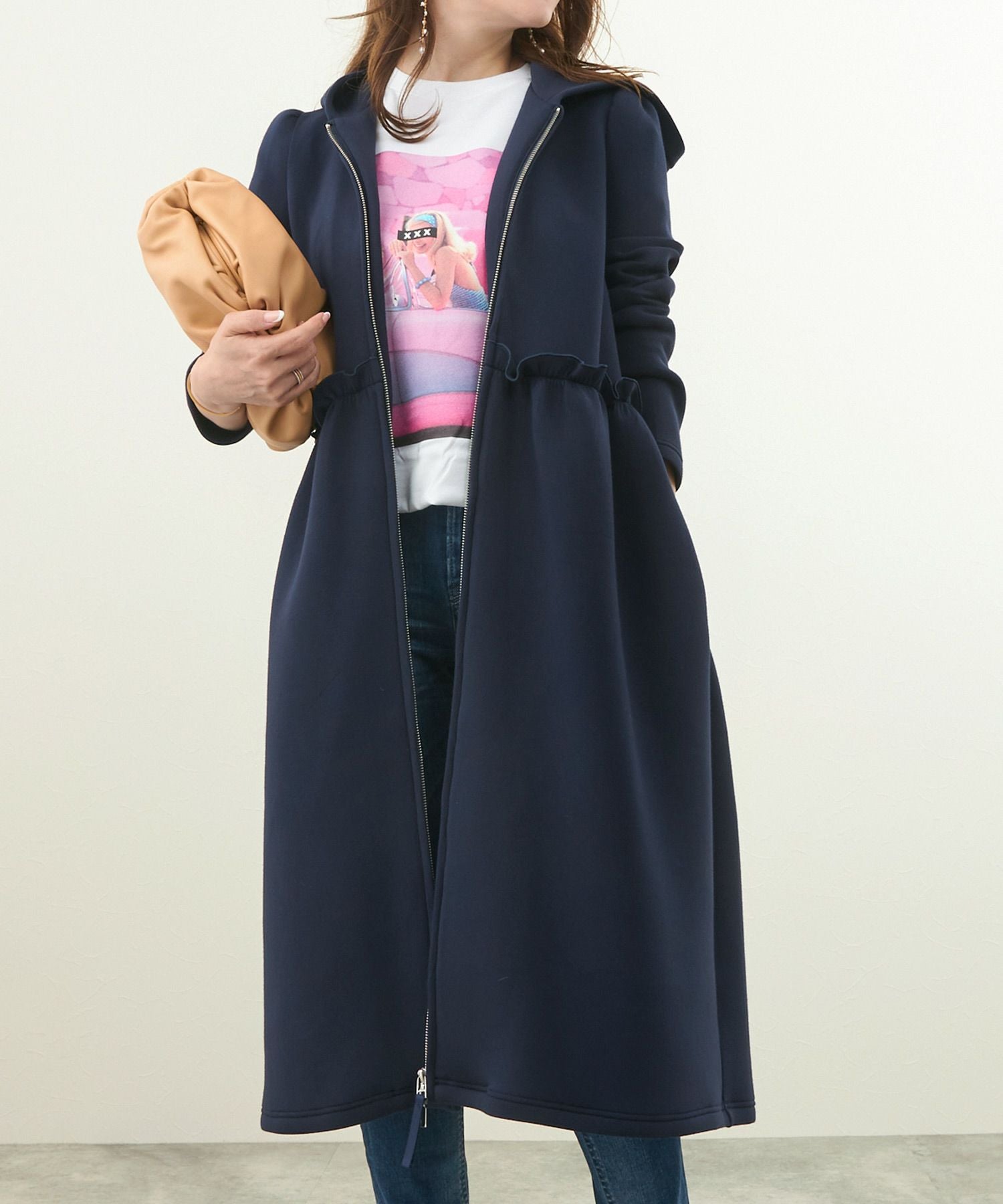 ダンボール フード ドレス ロング コート 長袖 Liala×PG 全2色｜lpg131