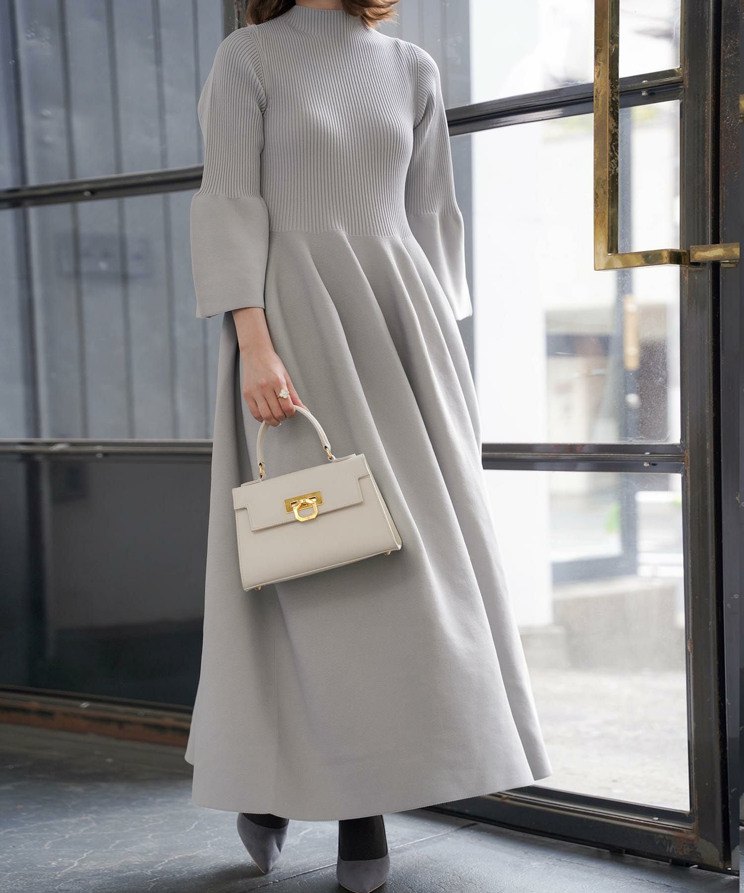 TIME-SALE ホールガーメント ニット ロング ワンピース HUIT 全6色