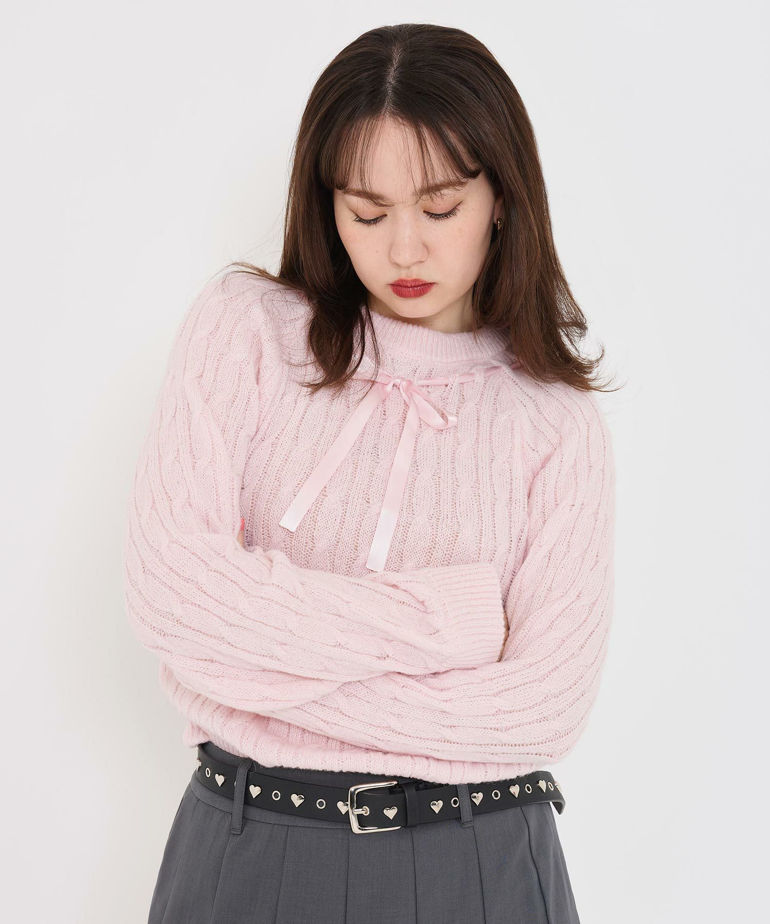 リボンニット プルオーバー TINA：JOJUN 全2色｜tnj441-0746【1】