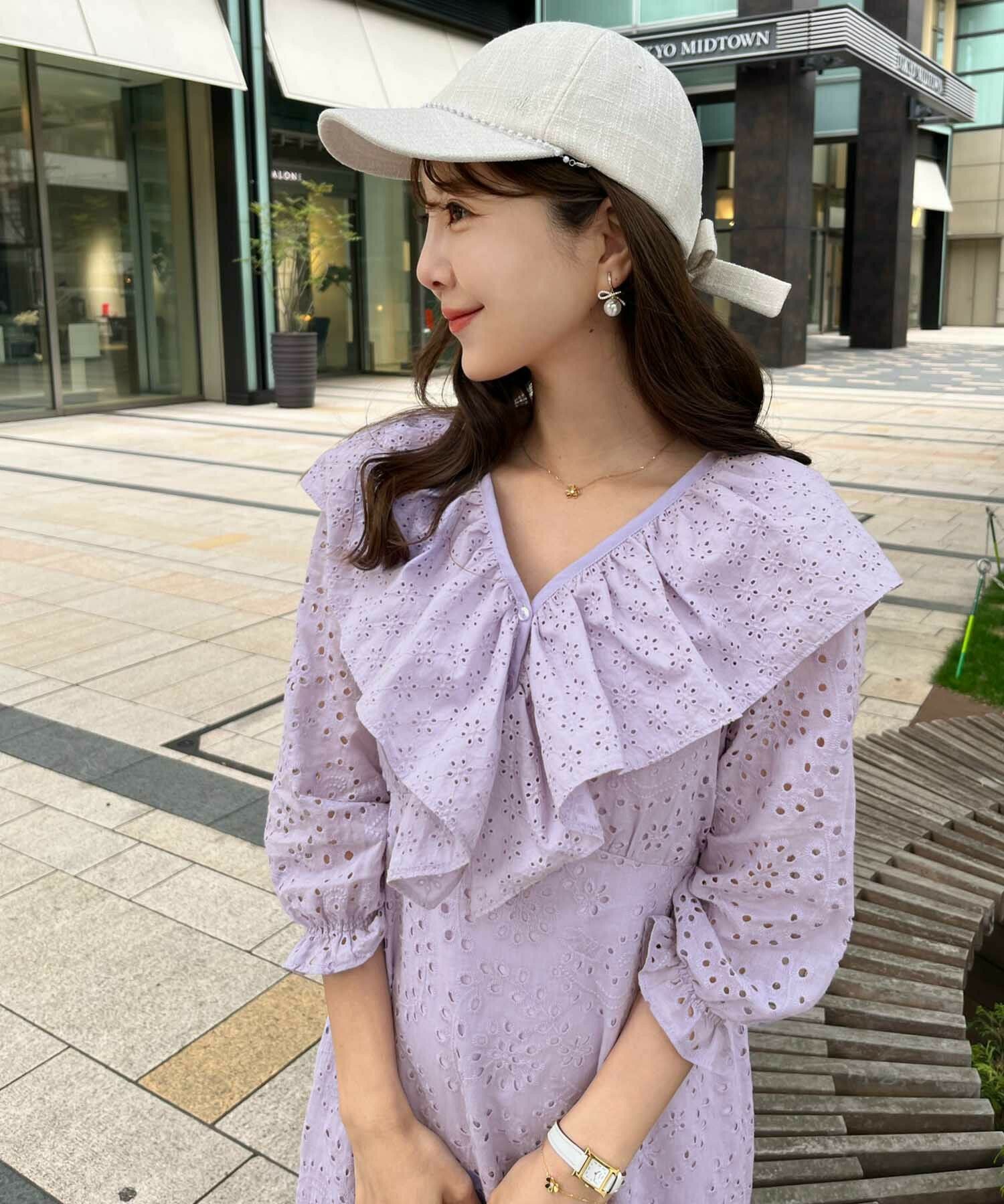 コットン レース フリル ワンピース le reve vaniller 全2色 ｜lvn311