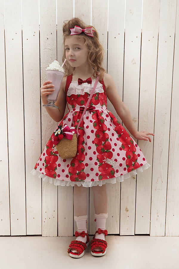 101【110センチ】シャーリーテンプルいちごバスケットジャンパースカート