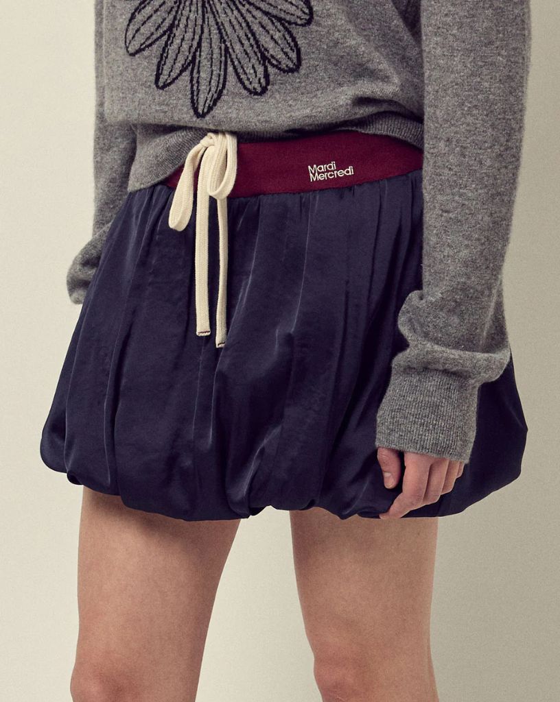 Cotton Shorts Stripe Contrast Waistband in Navy by Mardi Mercredi
