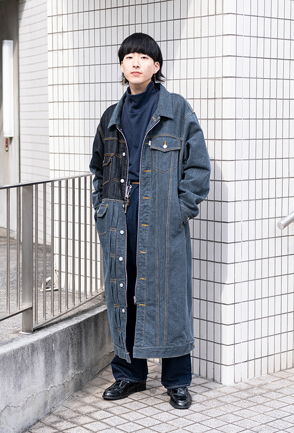 石*田様 デニム風ロングコート BURNABOINNE デニムロングコート - 古着