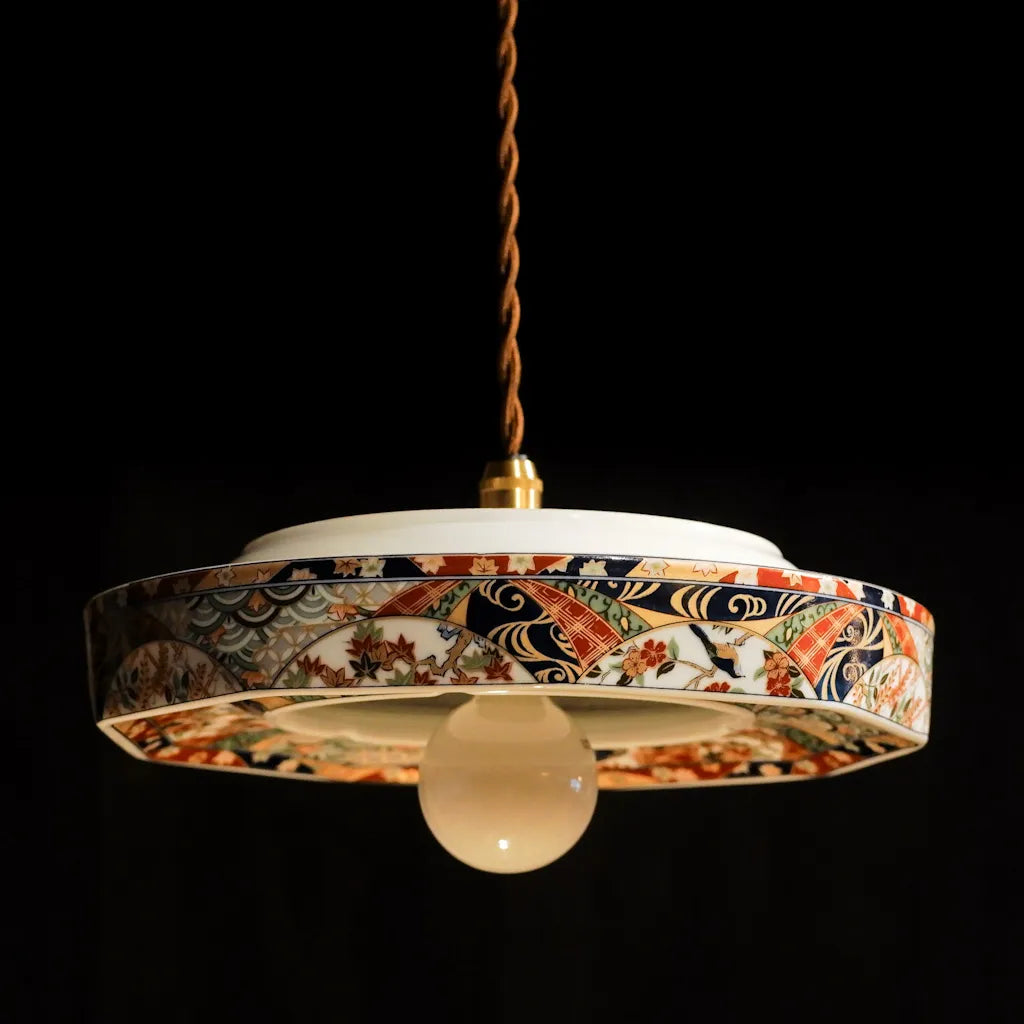 美濃焼｜松峰｜友禅古伊万里｜ペンダントライト – アップサイクル照明