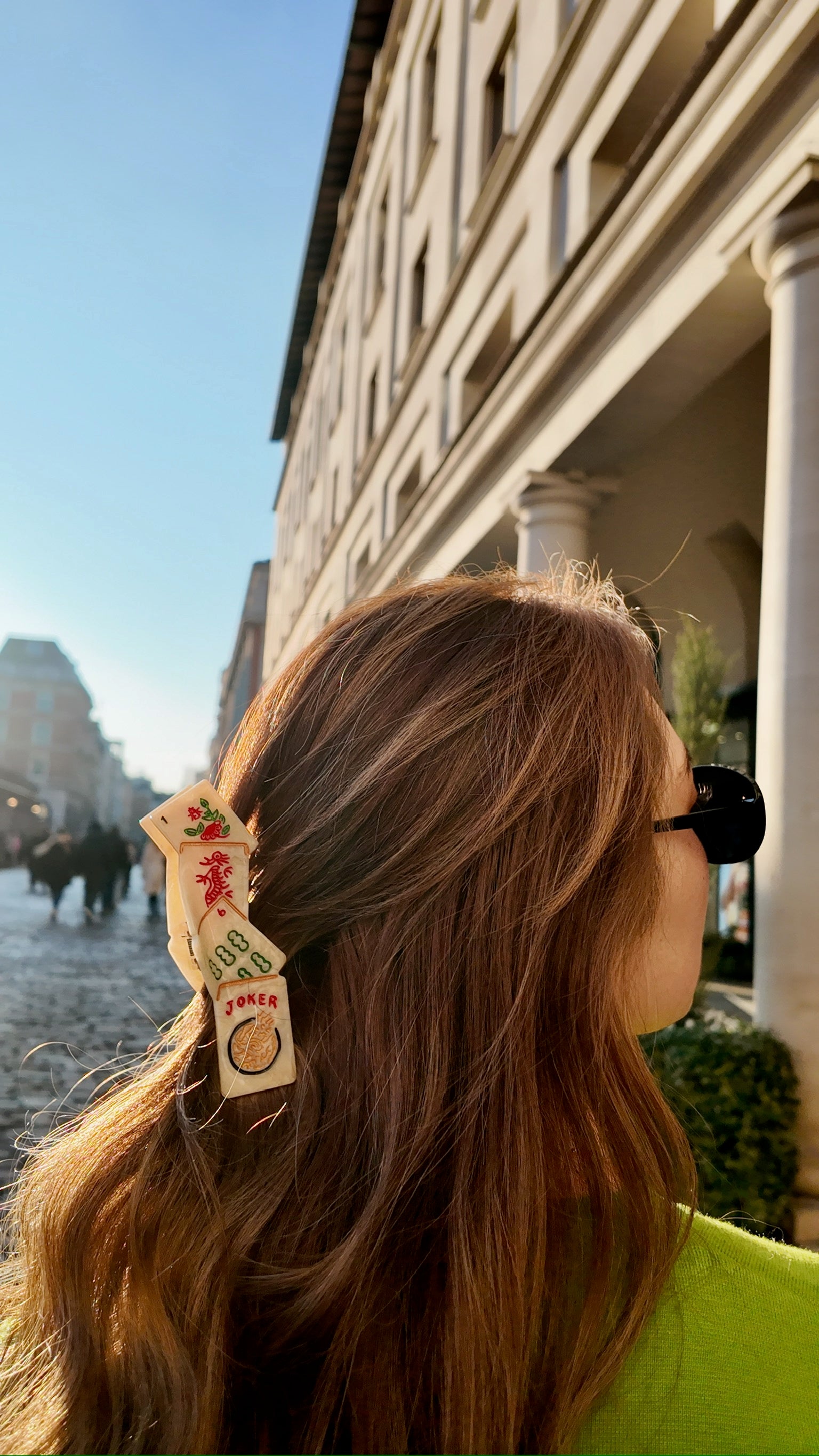 Hand-Painted Mahjong Claw Hair Clip | Eco-Friendly – Solar Eclipse