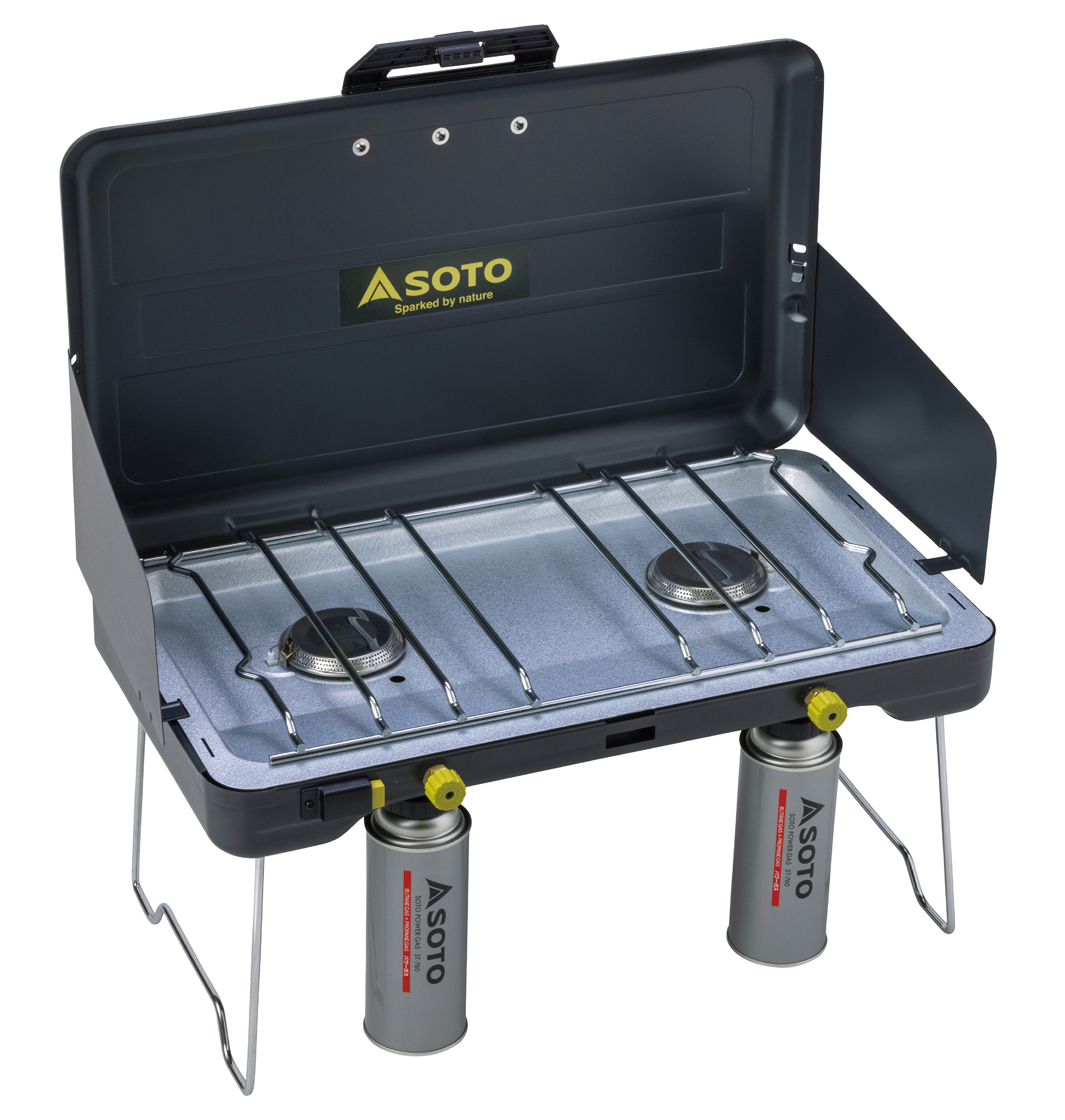 Asoto ツーバーナーコンロ ステンレス製 収納ケース ミニテーブル付き