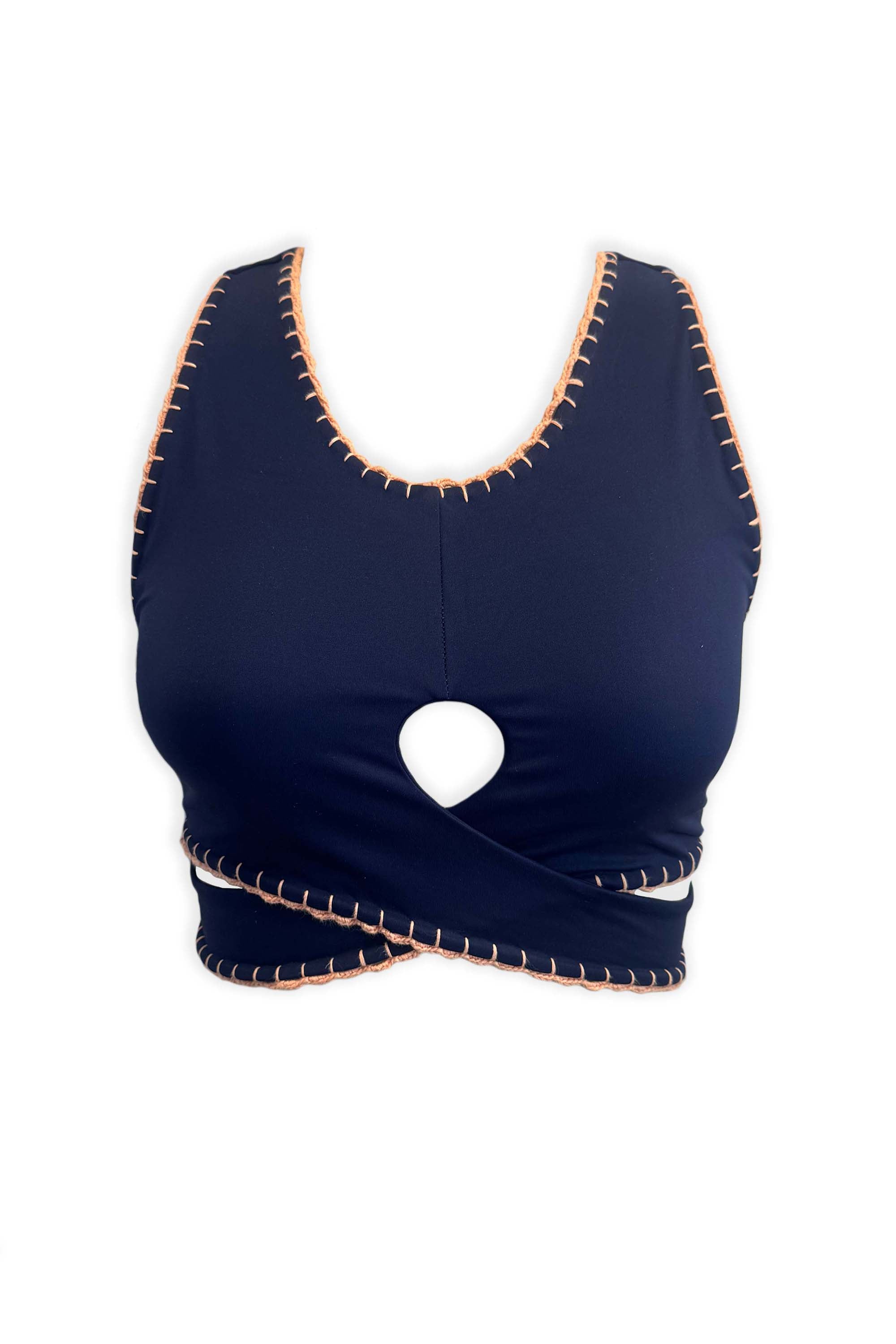Criss Cross Keyhole Sports Bra | Navy – southernsaint