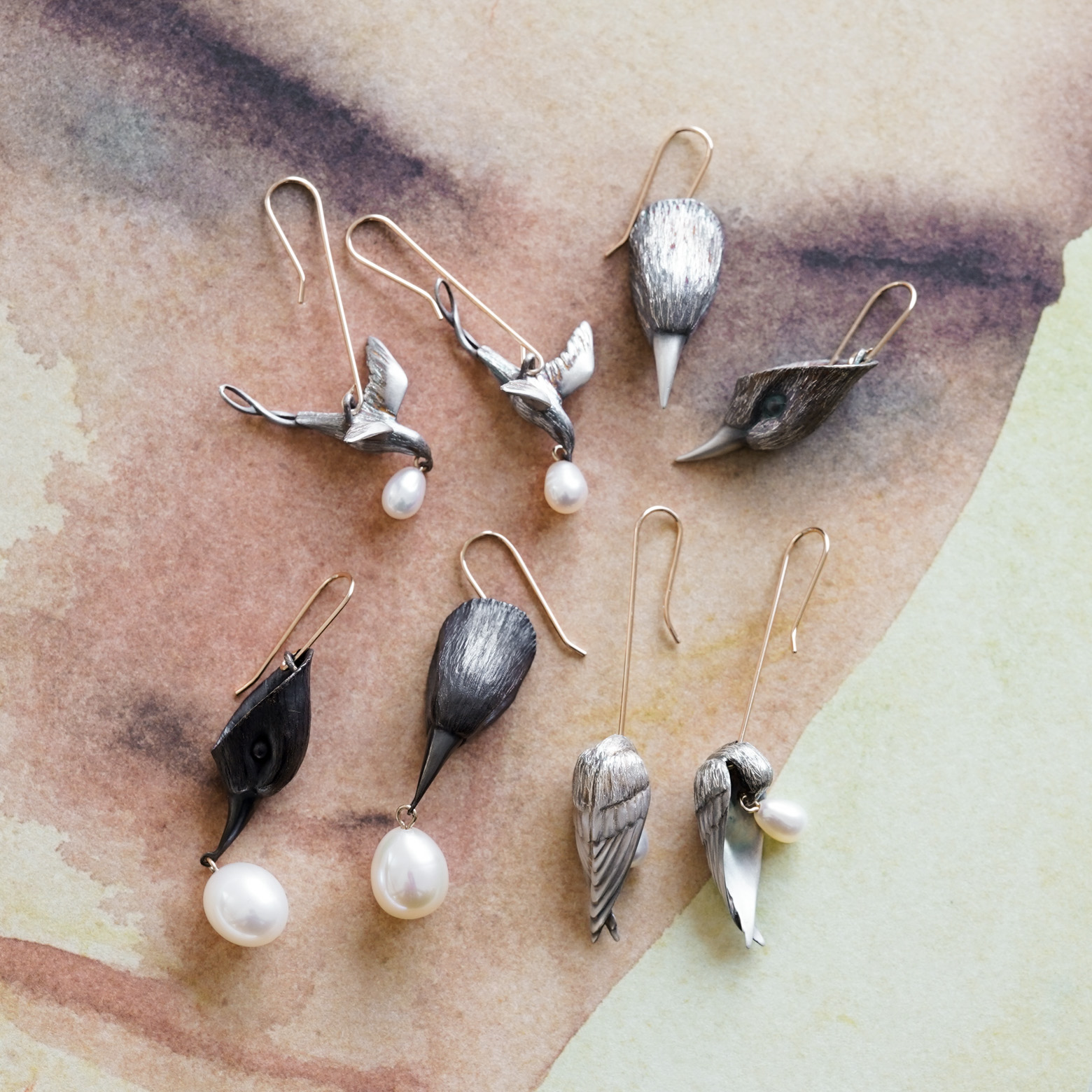 Bird Head with Pearl Oxidized Bronze (Gabriella Kiss) - SOURCE