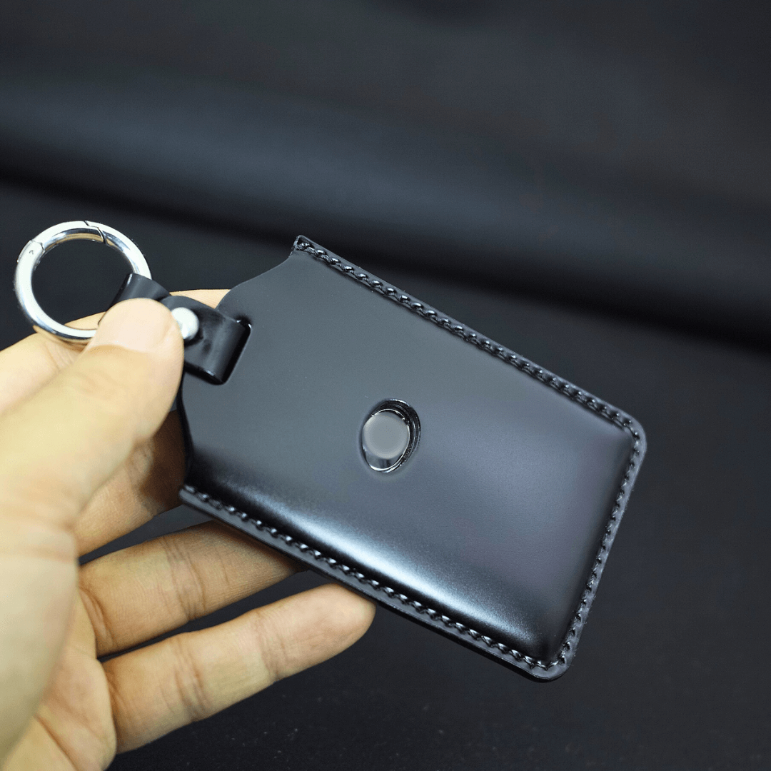 レクサス】カード型リング付きエレガンスブラックレザーキーケース