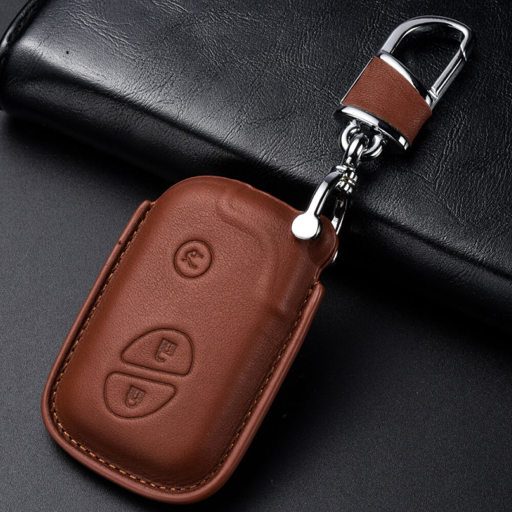 レクサス】バックル付きブラウンレザースマートキーケース〔Cタイプ〕