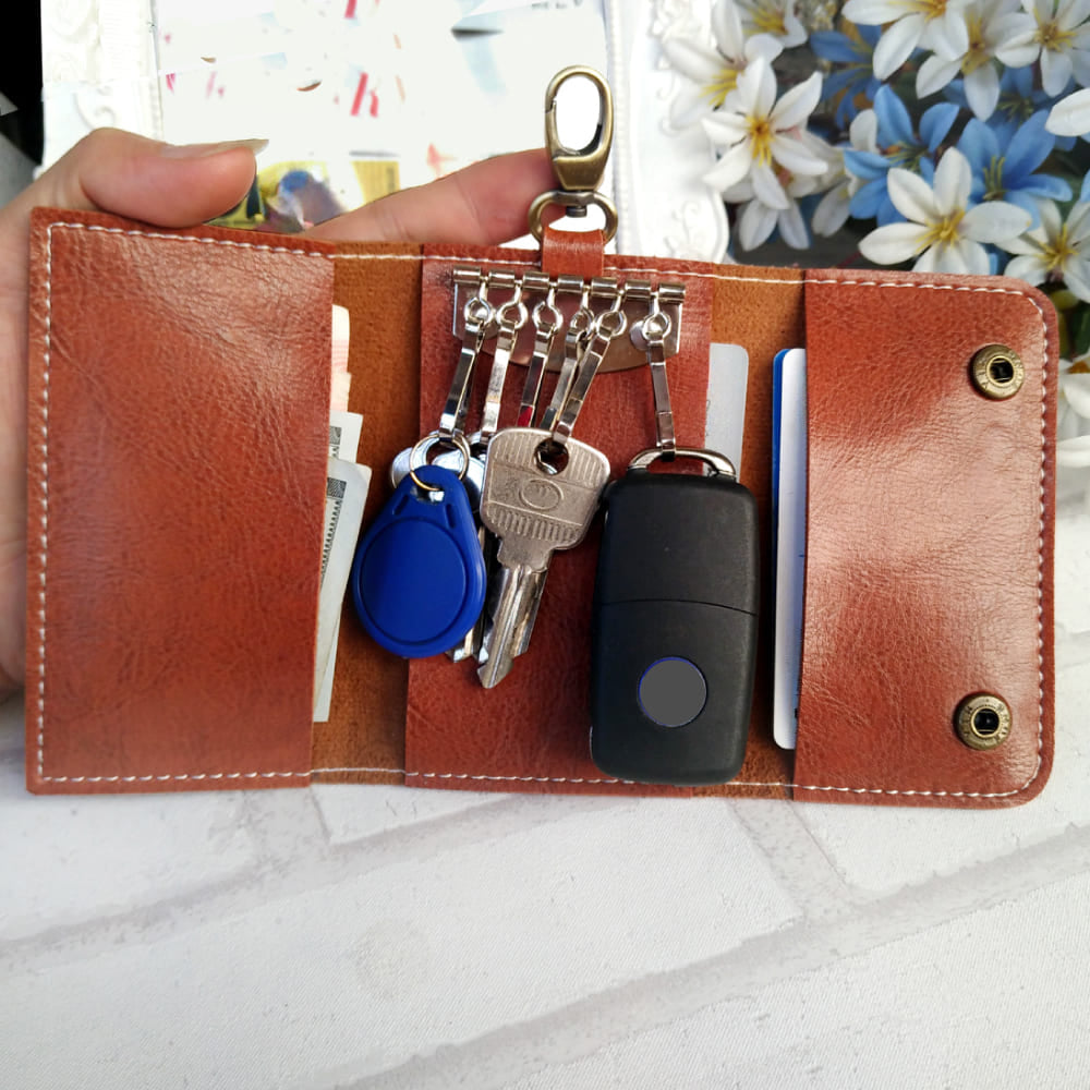 全車種】免許証が入る☆レザー三つ折りタイプスマートキーケース