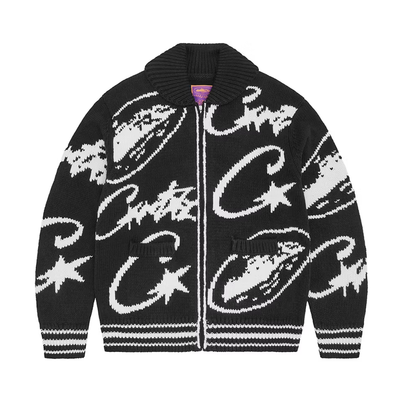 Corteiz VVS Jacquard Knit Zip 'Black' – SNEAKERMODE