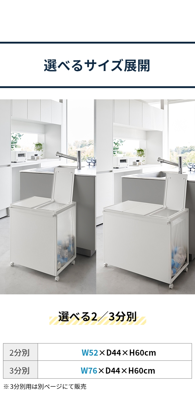 山崎実業 蓋付き目隠し分別ダストワゴン タワー 45L 2分別 1820 1821