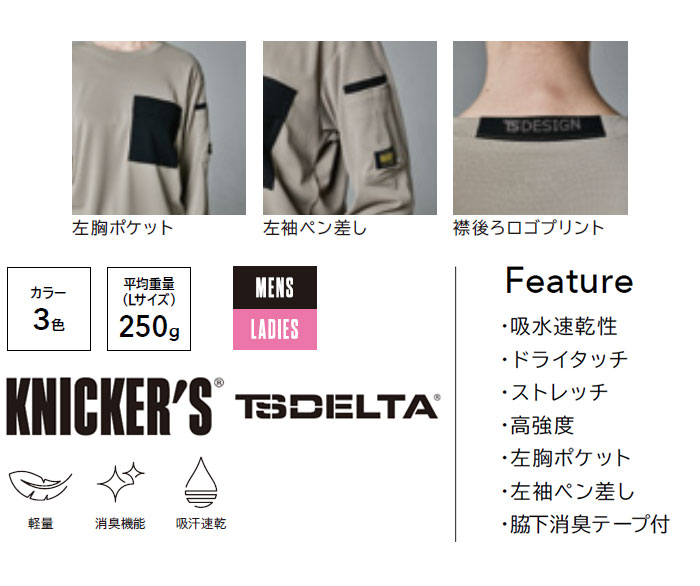 TSDESIGN|55351 ニッカーズドライロングスリーブTシャツ|作業服専門店