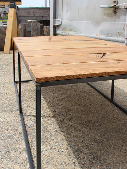 ≪ローテーブル≫【無垢木×アイアンフレーム/ラフ仕上げ/アイアン家具