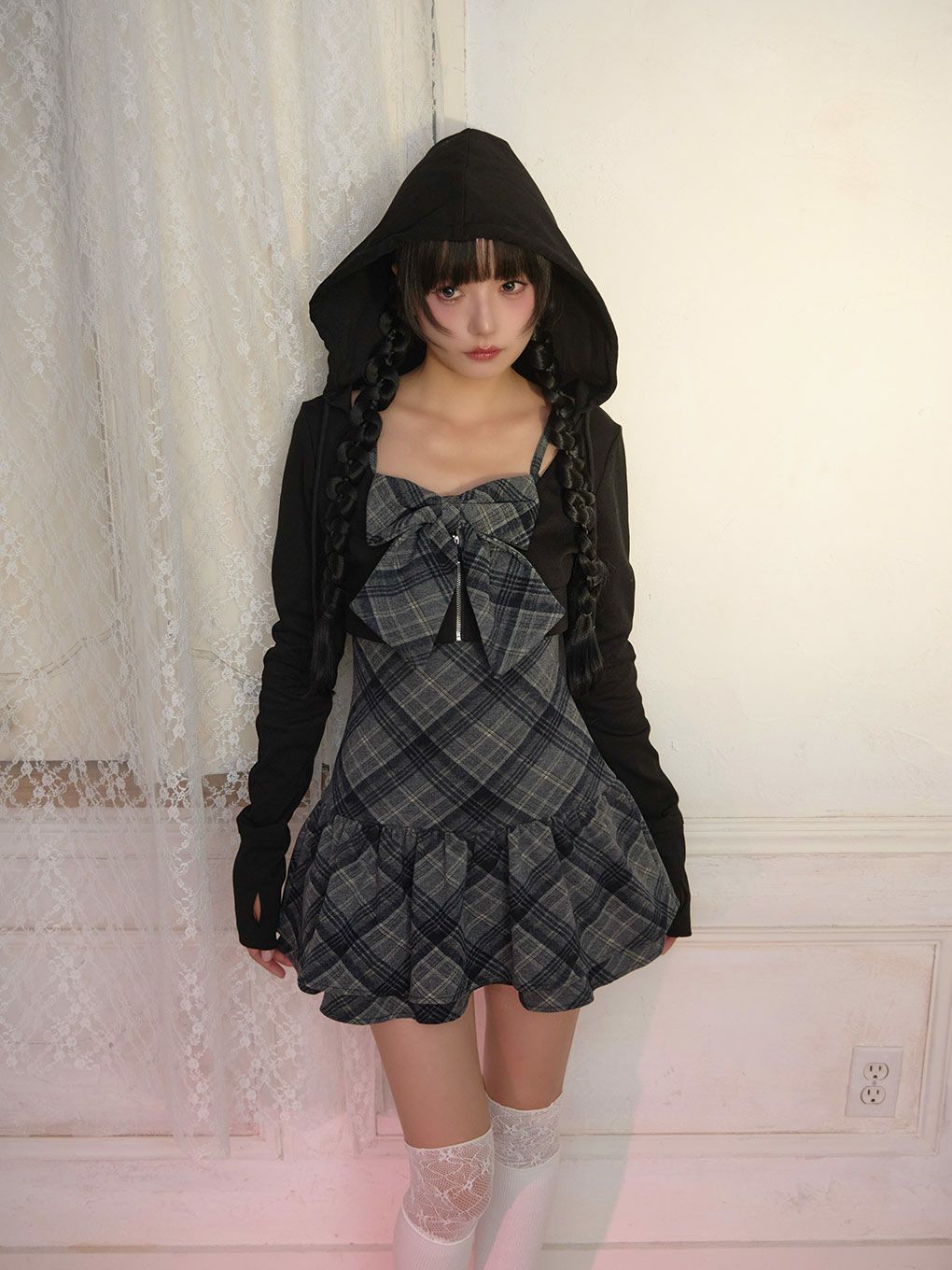 BUBBLES】チェックパーカーワンピース | sparkling mall online store