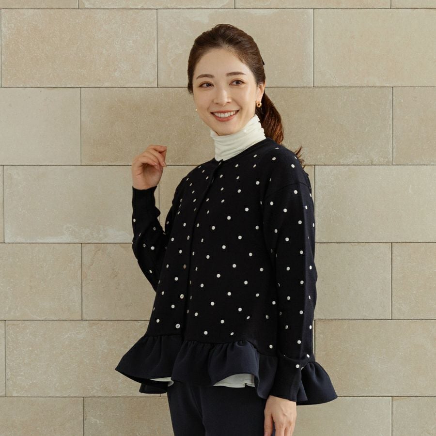 SONO】サークルフレア ドットニットカーディガン【20251205