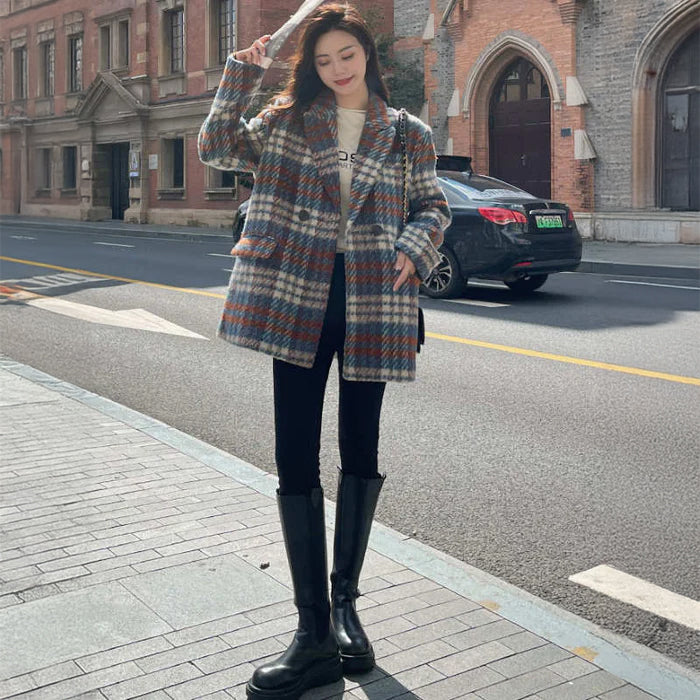 チェック柄オーバーテーラードジャケット(2colors)