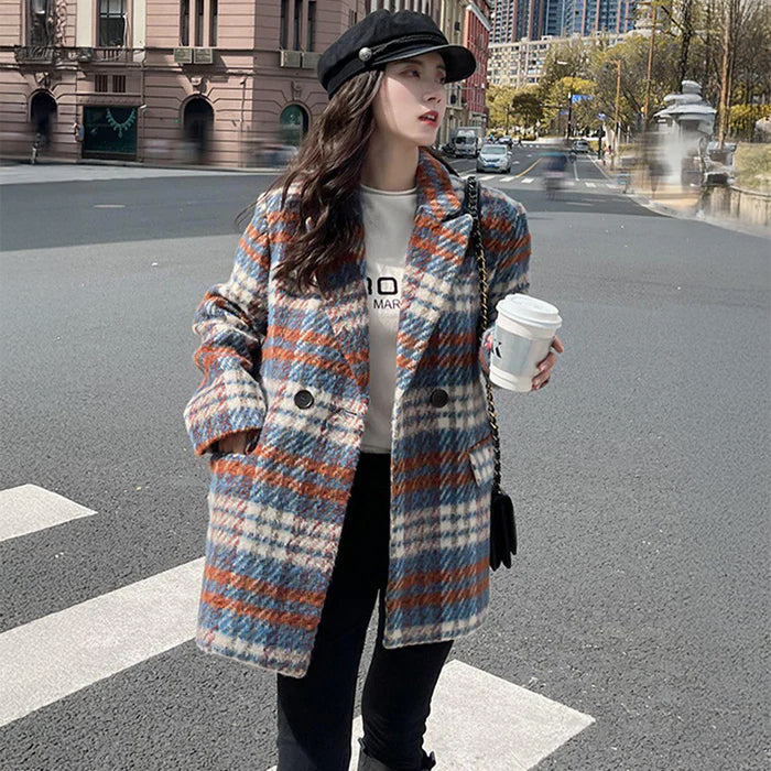 チェック柄オーバーテーラードジャケット(2colors)