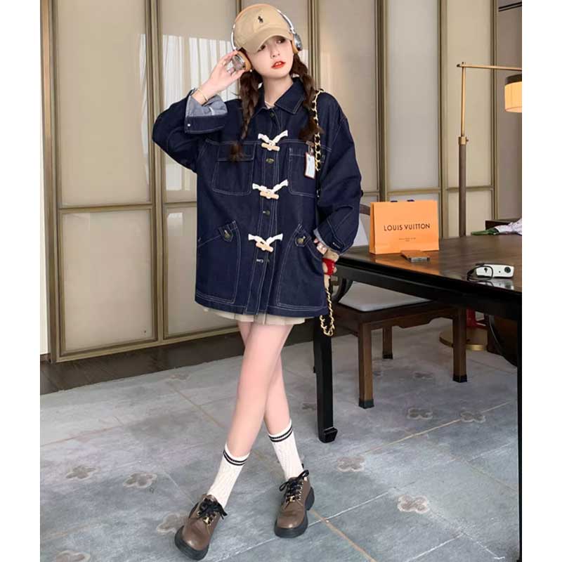 ダッフルボタンデニムジャケット（紺）秋/冬 こだわりの詰まったデザイン