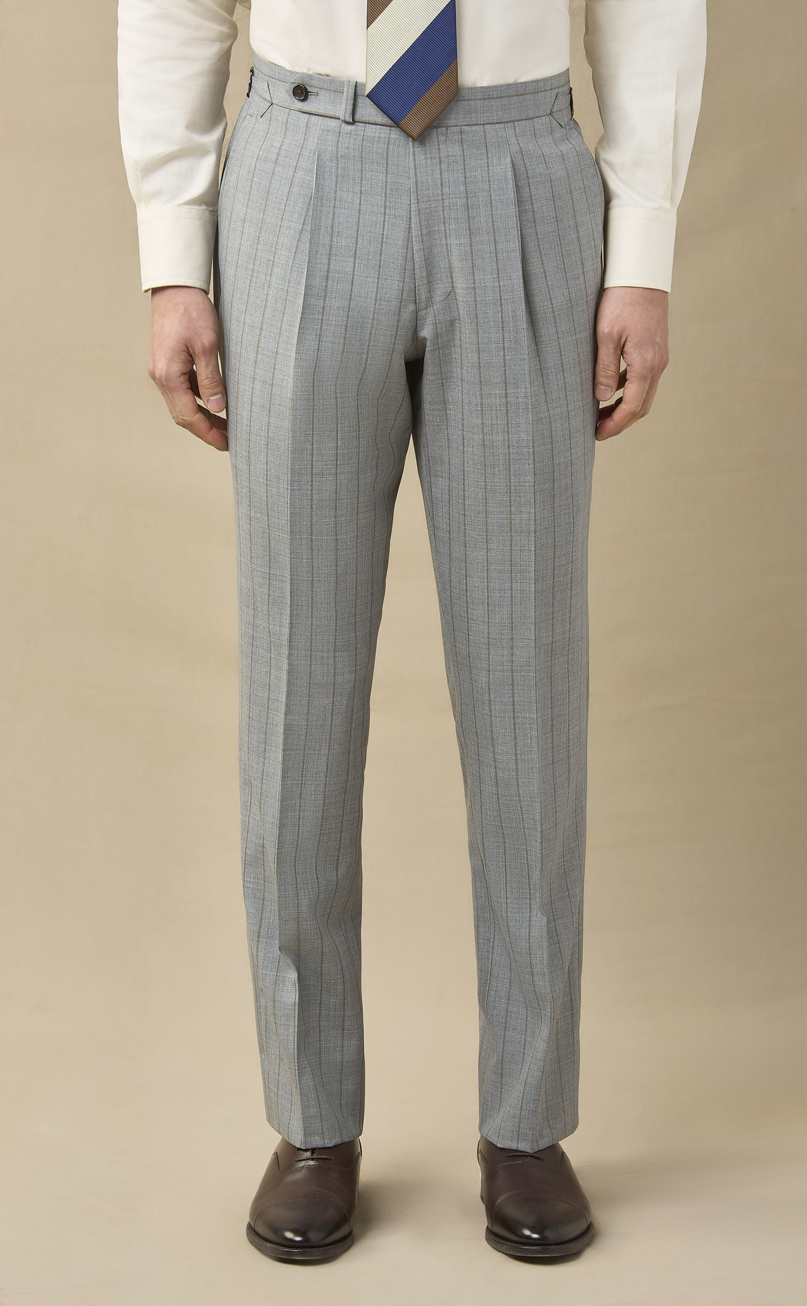 Gray and Brown Chalk Stripe Trousers | SPIER & MACKAY