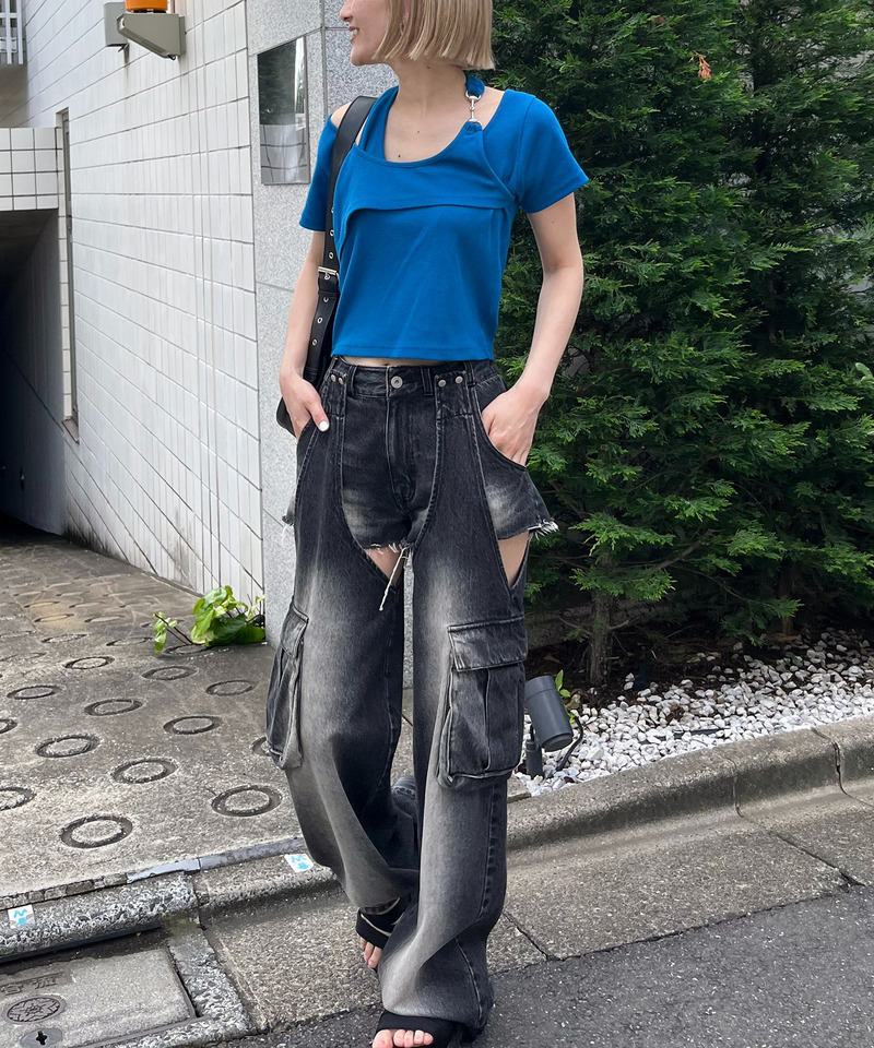 2WAYカーゴオーバーダイデニム｜SPIRALGIRL スパイラルガール 商品詳細