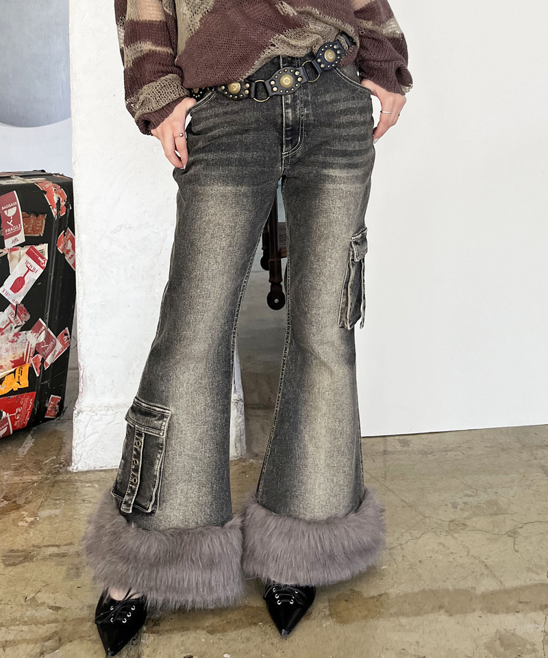 ファーデニムパンツ｜SPIRALGIRL スパイラルガール 商品詳細｜【公式