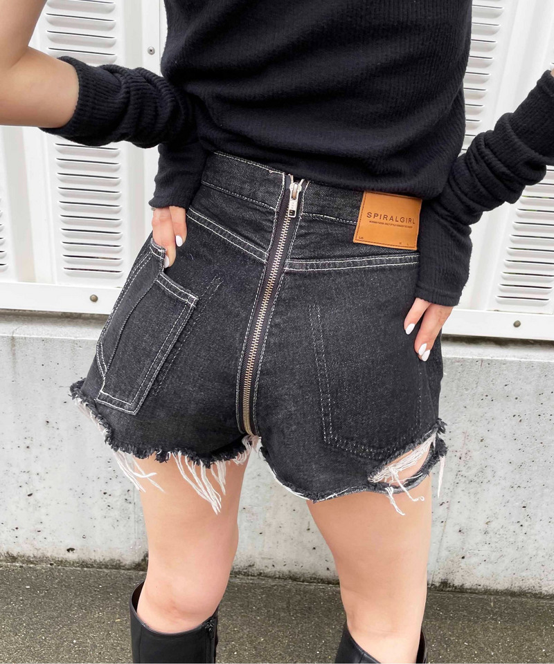フルジップデニムショートパンツ｜SPIRALGIRL スパイラルガール 商品