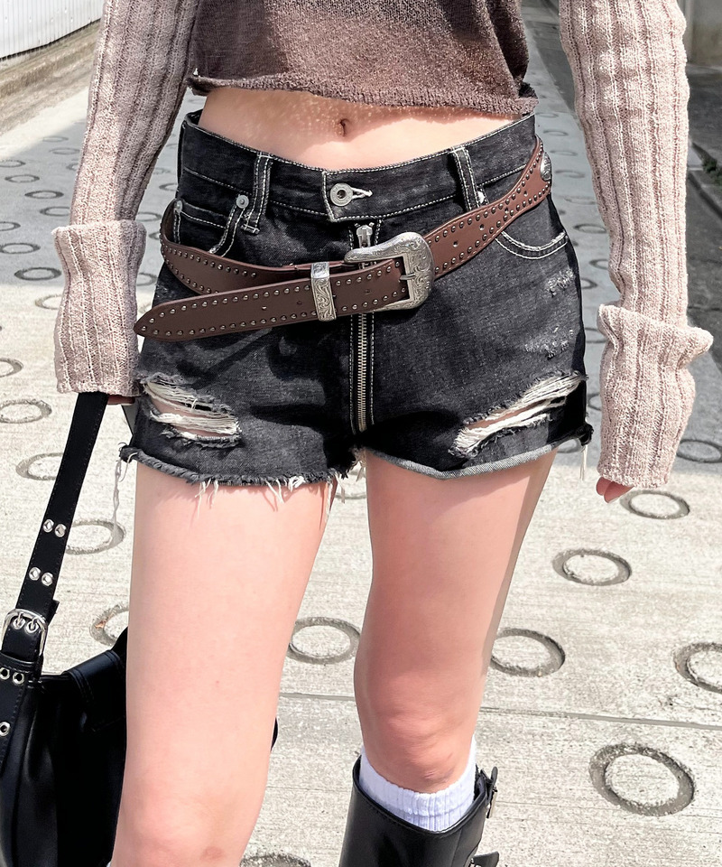 フルジップデニムショートパンツ｜SPIRALGIRL スパイラルガール 商品