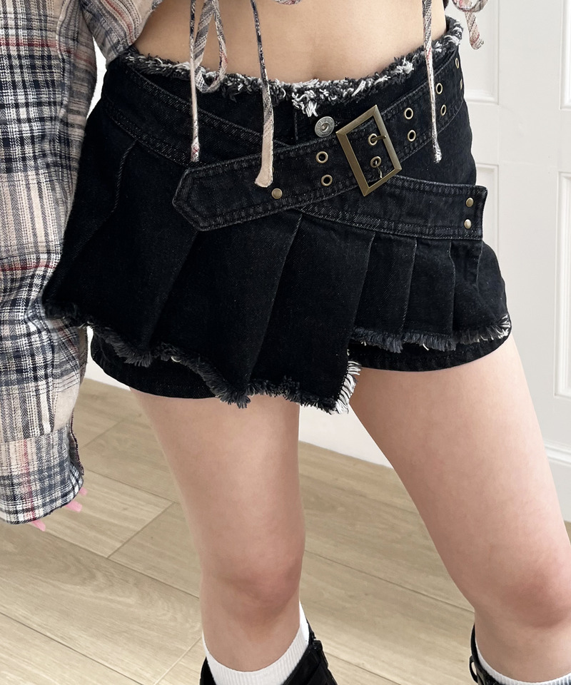 ベルトプリーツデザインショートパンツ｜SPIRALGIRL スパイラルガール