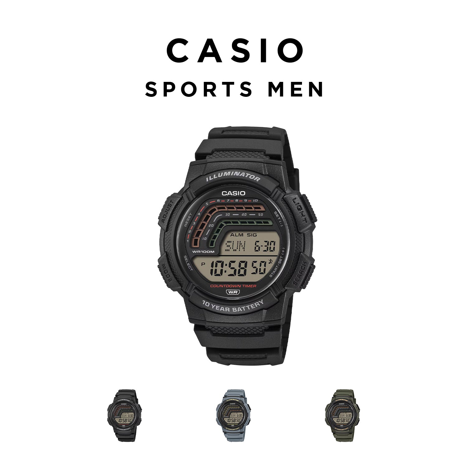 CASIO カシオ A1000D-7 メンズ 腕時計 日常生活用防水 10年保証