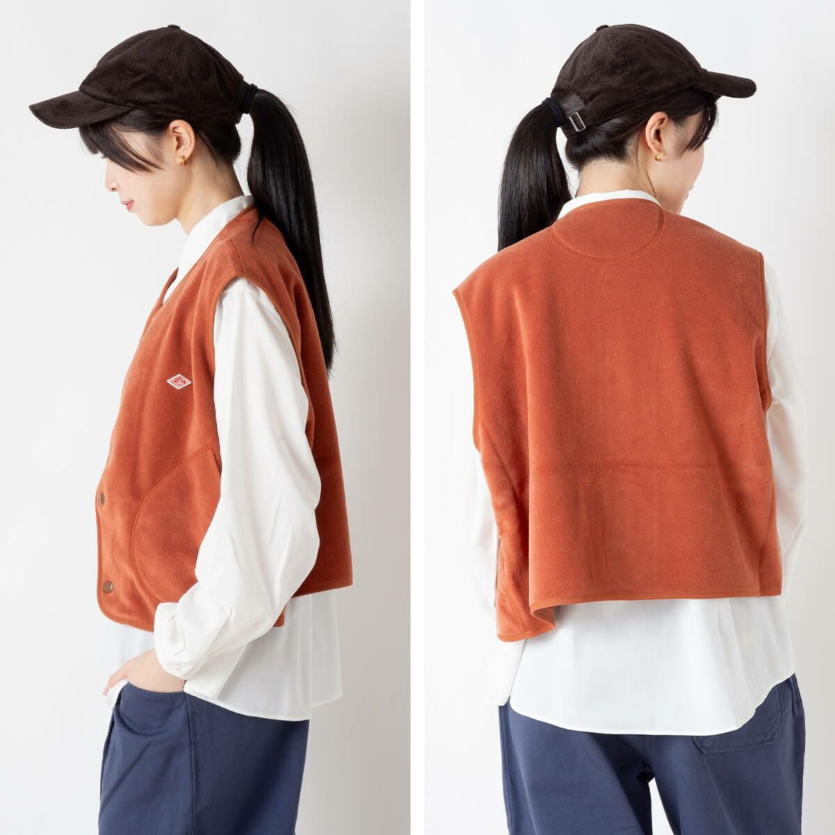 DANTON ダントン フリースカラーレスベスト フリース【ウィメンズ