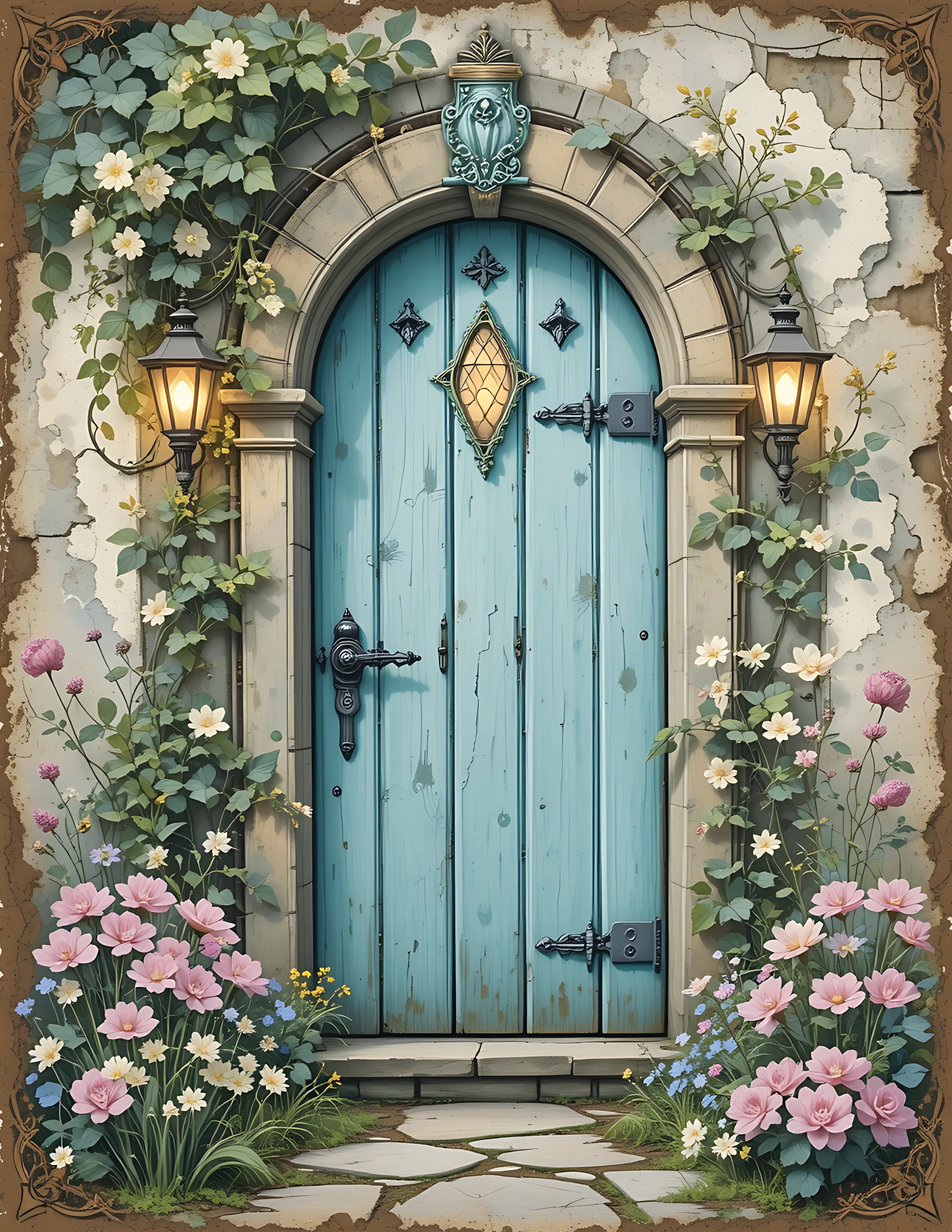 The Secret Garden Door (FD+AB) 45x60cm 🔘🔲 – Sunshine Dots Art