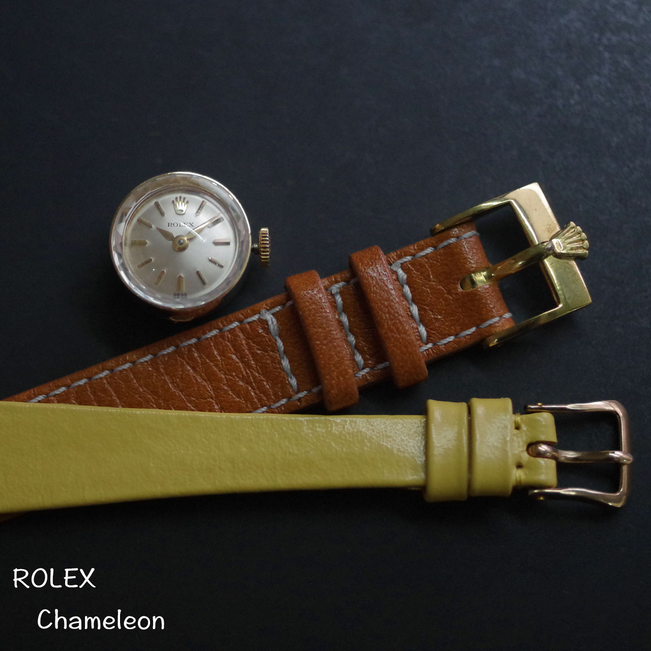 ROLEX ロレックス カメレオン Rolexオリジナル革ベルト＆王冠尾錠付き