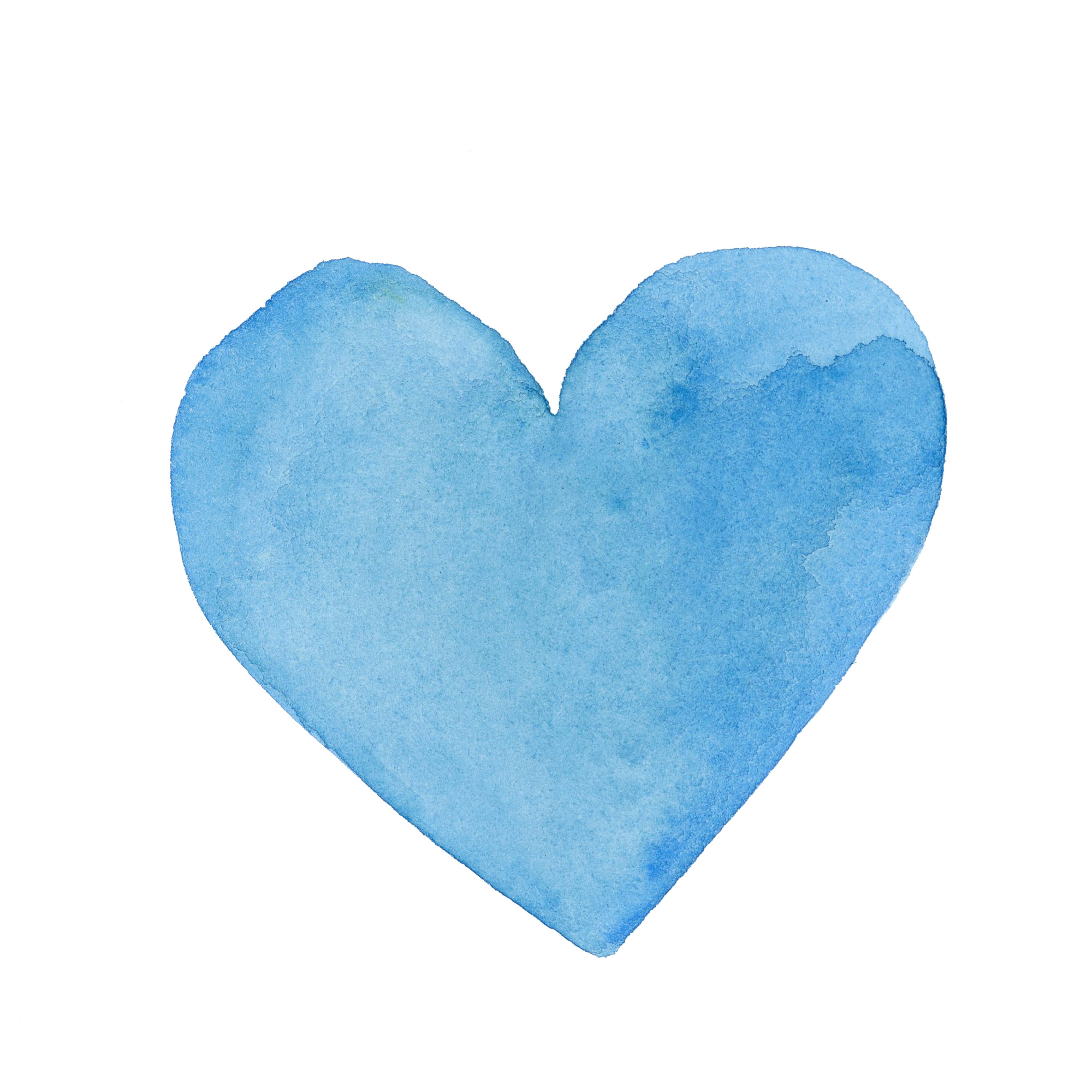 物静かな青いハート｜Sui-Sai｜手描き水彩イラストフリー素材集