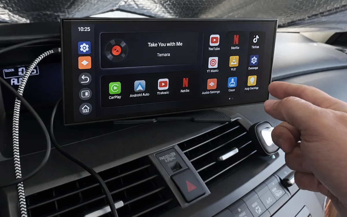 Driver wowed by portable screen that brings Apple CarPlay to cars