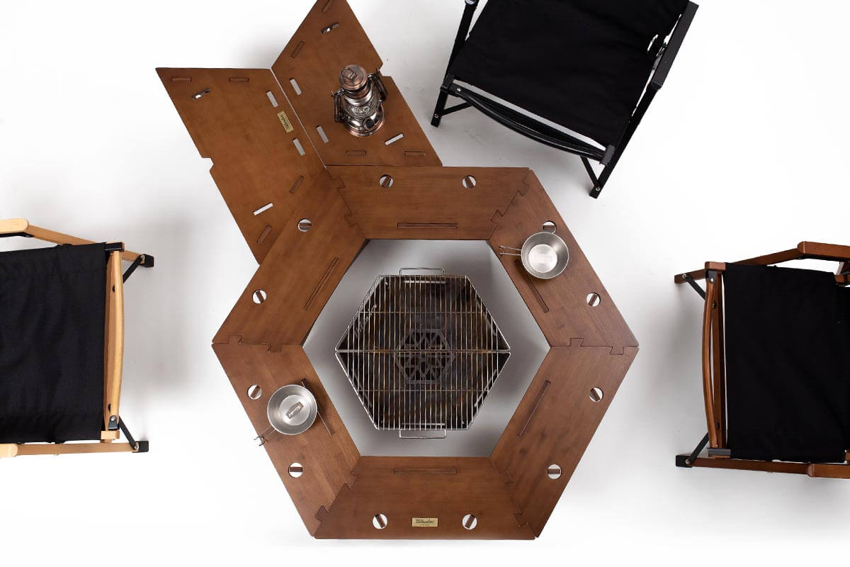 ヘキサゴンテーブル RAN 組立式 収納袋付 キャンプ ベランピング