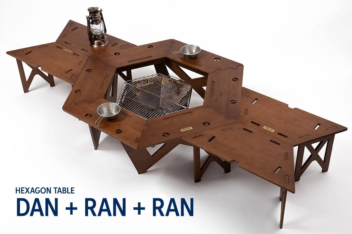 ヘキサゴンテーブル DAN アウトドアテーブル 焚き火テーブル 【1年