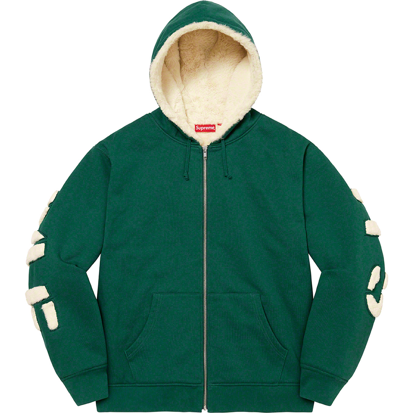 Faux Fur Lined Zip Up Hooded Sweatshirt | Supreme 22fw