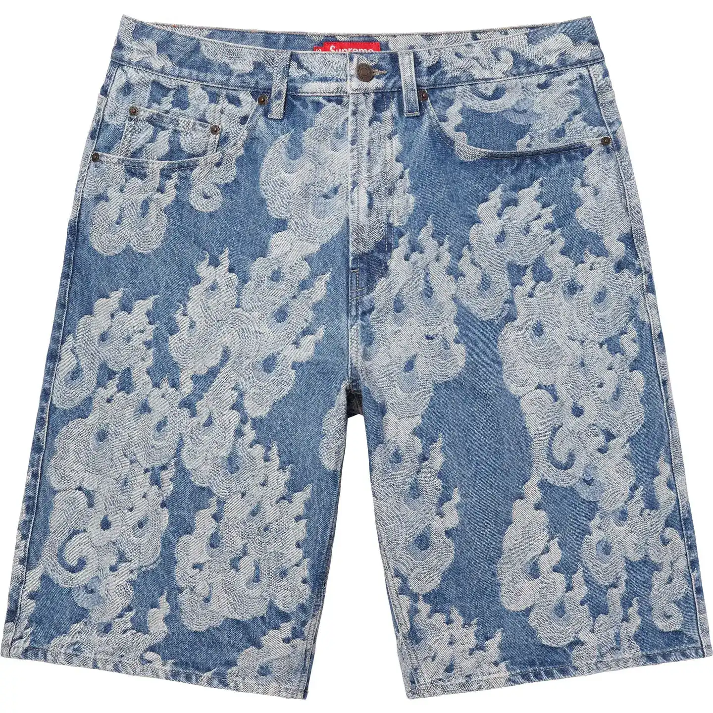 Flames Jacquard Baggy Denim Short | Supreme 23ss