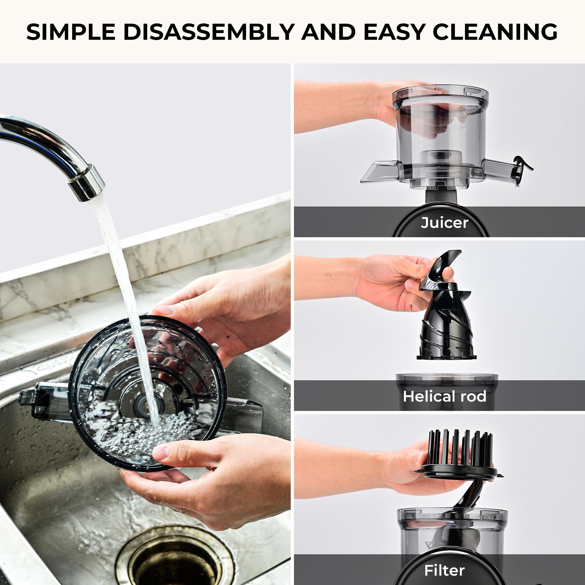 SUSTEAS Cold Press Juicer, Dark Gray