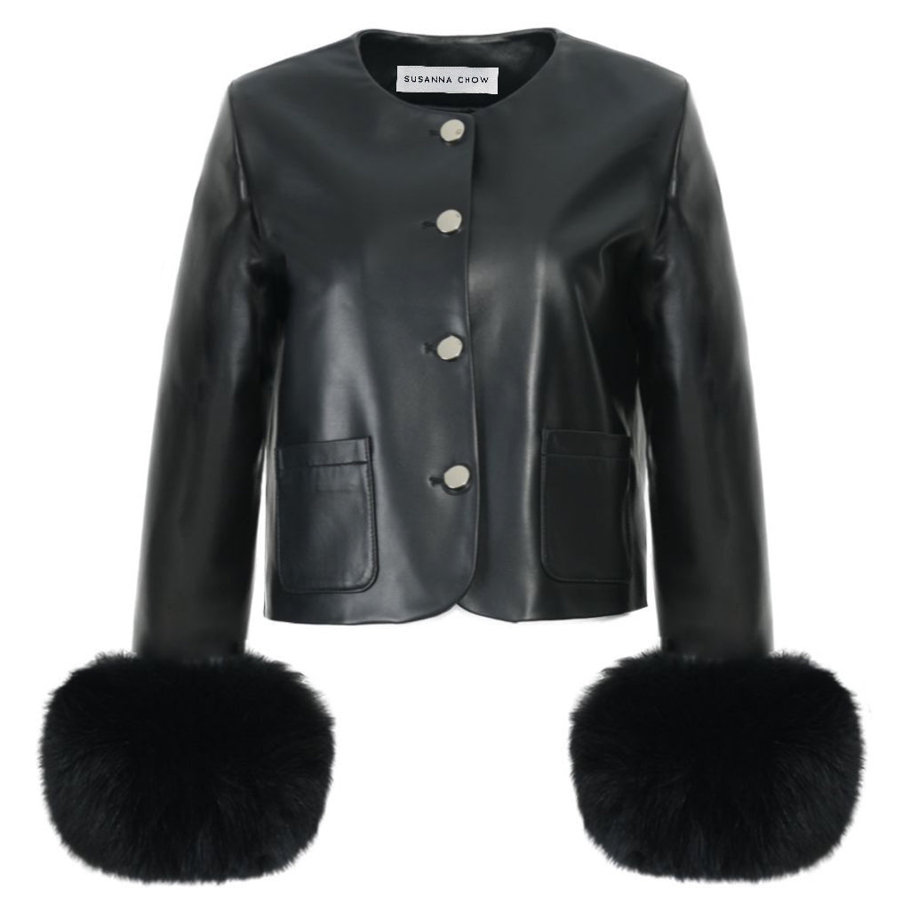 Dawson Leather Shearling Trim Jacket – SUSANNA CHOW