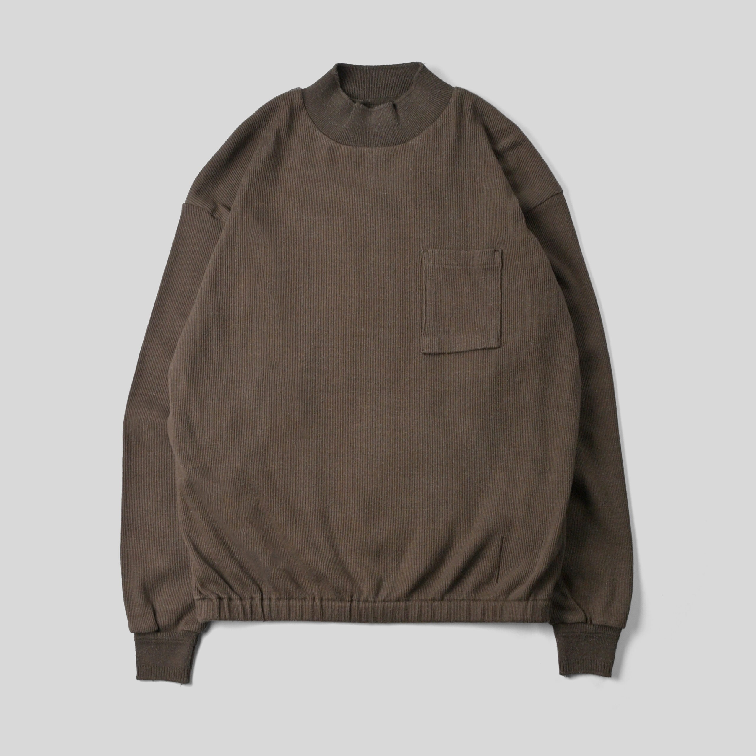 OLD JOE｜MOCK-NECK SILK NEP RIBED TOPS- STOTELA clothing store