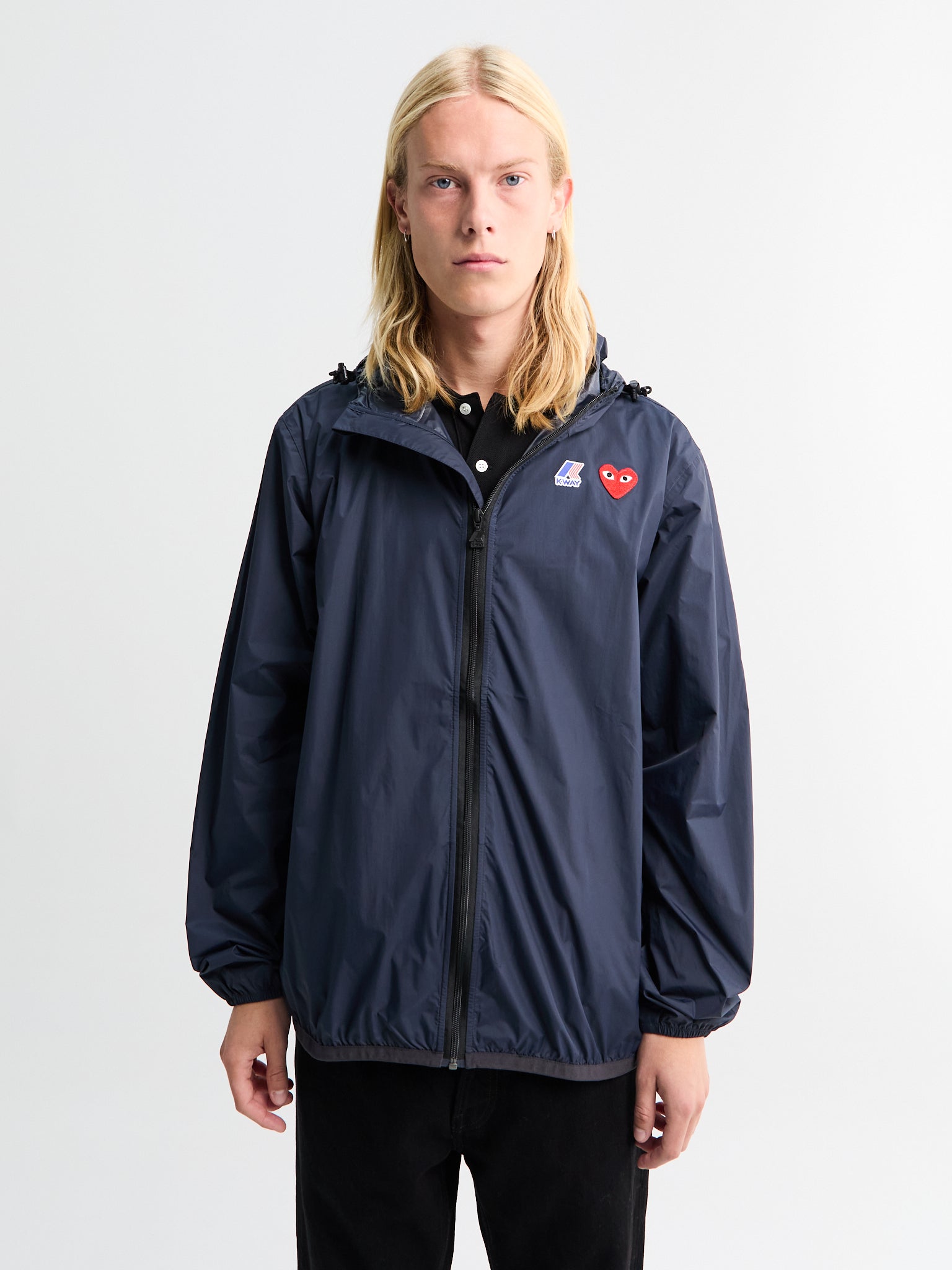 Comme des Garçons PLAY x K-Way Full Zip Packable Jacket in Navy – Stoy