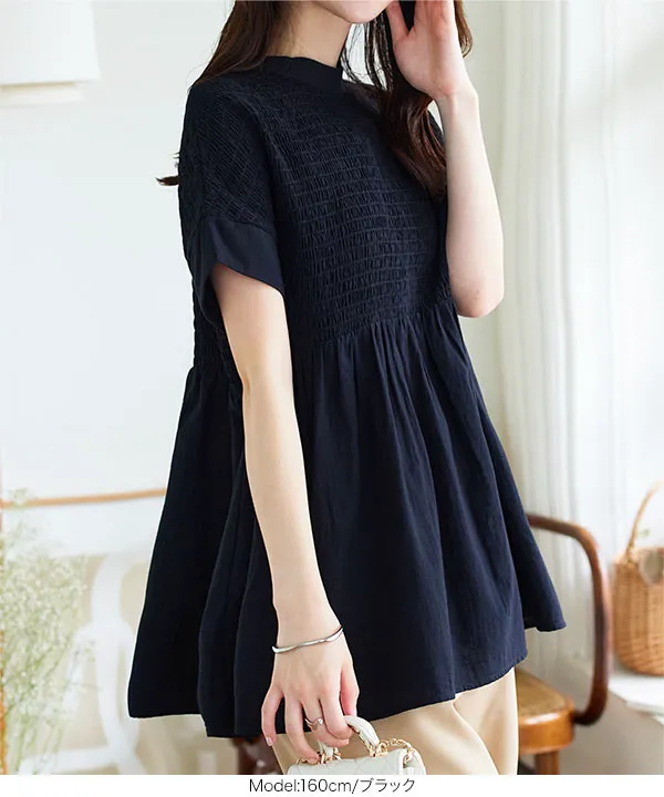 胸元シャーリングトップス [C6077] - レディースファッション通販 神戸