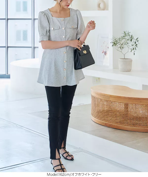 ツイードスクエアネックチュニック [C6811] - レディースファッション