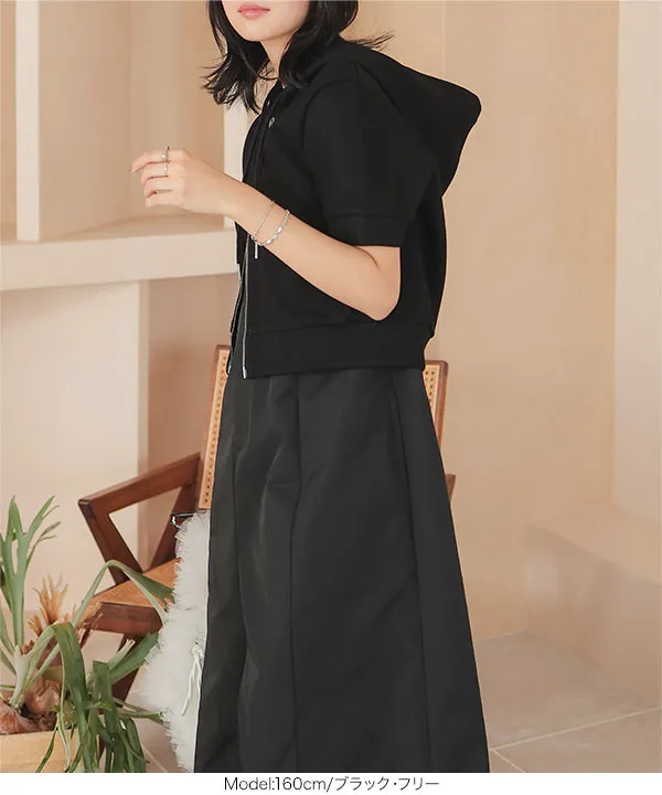 ダイバーダブルジップショート丈パーカー [C7176] - レディース